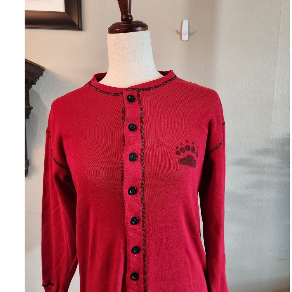 Lazy One Cherry Red Bear Bum Adult One Piece Sleepwear SZ Small Yellowstone - Picture 5 of 12